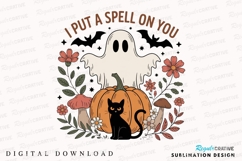 Halloween Illustration Ghost Pumpkin Black Sublimation PNG Product Image 1