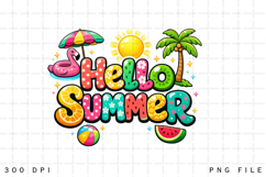 Hello Summer Cute Tropical Beach Vacation Colorful Product Image 1