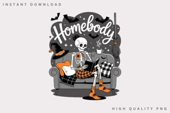 Homebody Skeleton Halloween PNG, Cozy Skeleton Clipart Product Image 2