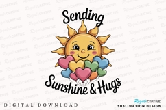 Cute Sun With Heart Balloons Sending Sublimation PNG Product Image 1