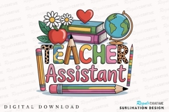 Teacher Assistant Design With Books Apple Sublimation PNG Product Image 1