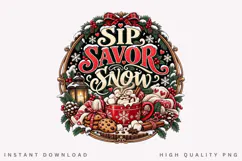 Christmas Sip Savor Snow Hot Cocoa Cookies Cozy Winter Product Image 1