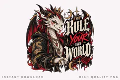 Regal Dark Dragon with Crown, Horns, Red Wings, Roses and Product Image 1