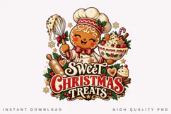 Sweet Christmas Treats Gingerbread Chef Baking Holiday PNG Product Image 1
