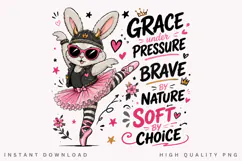 Ballerina Bunny PNG Sublimation Design, Cute Punk Rabbit Product Image 1