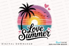 Love Summer Beach Scene Palm Tree Sunset Sublimation PNG Product Image 1