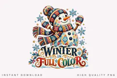 Winter in Full Color Cute Snowman Winter Holiday PNG Product Image 1