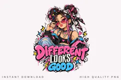 Different Looks Good Cute Alternative Girl Pink Blue Product Image 1