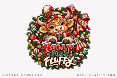 Cute Highland Cow Holly Jolly Fluffy Christmas Winter Product Image 1