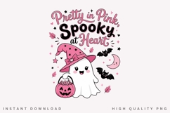 Pretty In Pink Spooky At Heart PNG, Pink Ribbon Ghost Witch Product Image 1