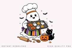 Halloween Baker Ghost PNG Sublimation Design, Cute Ghost Product Image 2