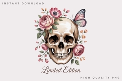 Limited Edition Floral Skull PNG, Gothic Floral Skull Product Image 1