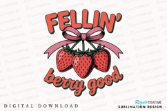 Fellin Berry Good Strawberries With Ribbon Sublimation PNG Product Image 1