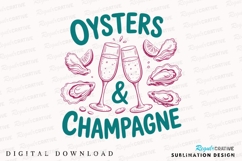 Oysters and Champagne Illustration with Pink Sublimation PNG Product Image 1