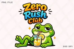 Zero Rush Club Frog PNG, Funny Lazy Frog Drink PNG Design Product Image 1