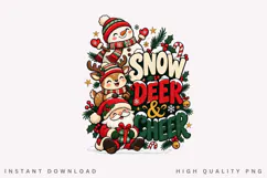 Cute Snowman Reindeer Santa Christmas Winter Holiday Snow Product Image 2