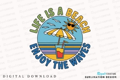 Beach Life Illustration with Sun Umbrella Sublimation PNG Product Image 1