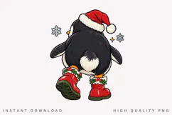 Christmas Penguin Butt PNG Sublimation Design Product Image 1