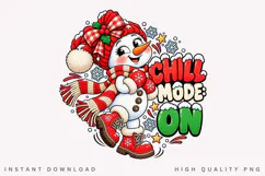 Cute Snowman Chill Mode Winter Christmas Holiday PNG Design Product Image 1