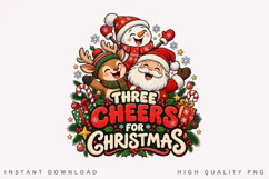 Three Cheers for Christmas Santa Snowman Reindeer Holiday Product Image 1