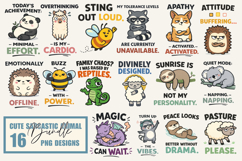 Cute Sarcastic Animal PNG Bundle Product Image 1