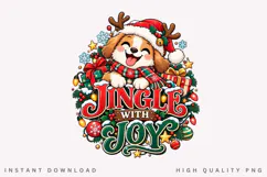Jingle with Joy Cute Puppy Christmas Holiday Illustration Product Image 2