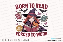 Witch Reading Book with Dragon Butterflies Sublimation PNG Product Image 1