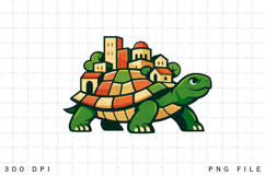 Fantasy Turtle Carrying City Cute Cartoon Turtle Town Product Image 1