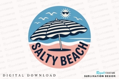 Salty Beach Design Illustration with Umbrella Sublimation Product Image 1