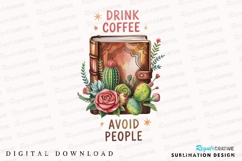 Drink Coffee Book With Succulents Sublimation PNG Product Image 1