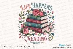 Books And Flowers Reading Vector Design Sublimation PNG Product Image 1