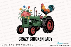 Vintage Tractor Chicken Design With Colorful Sublimation PNG Product Image 1