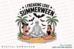 Summerween Illustration Mummy and Women on Sublimation PNG Product Image 1