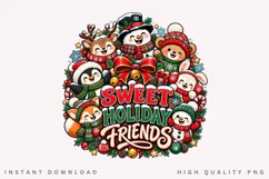 Sweet Holiday Friends Cute Christmas Winter Characters PNG Product Image 1