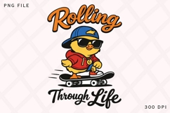 Rolling Through Life Funny Skater Chick PNG Design Product Image 1