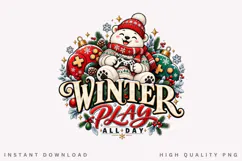 Cute Winter Bear Playing Video Game Christmas Holiday Design Product Image 1