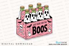 Pink Beer Crate with Ghost Bottles and Sublimation PNG Product Image 1