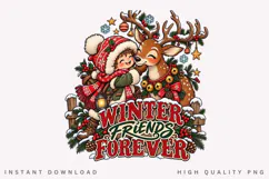 Winter Friends Forever Cute Reindeer and Child Christmas Product Image 2