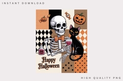 Happy Halloween Skeleton Cat PNG, Black Cat Pumpkin Spooky Product Image 2