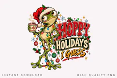 Hoppy Holidays I Guess Funny Christmas Frog Holiday PNG Product Image 1