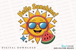 Smiling Cartoon Sun with Sunglasses and Sublimation PNG Product Image 1