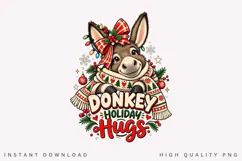 Cute Donkey Holiday Hugs Christmas Winter Festive PNG Design Product Image 1