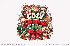 Cozy Christmas Crew Cute Woodland Animals Winter Holiday PNG Product Image 2