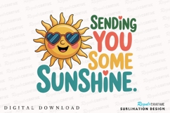 Sending Sunshine Card Smiling Sun Wearing Sublimation PNG Product Image 1