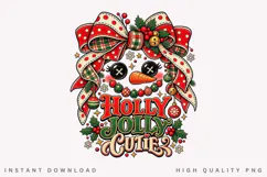 Cute Snowman Holly Jolly Christmas Bow Holiday Winter PNG Product Image 1