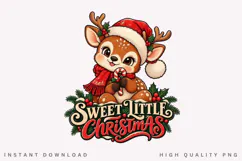 Sweet Little Christmas PNG Sublimation Design, Cute Baby Product Image 1