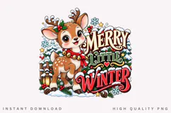Cute Reindeer Merry Christmas Winter Holiday Design PNG Product Image 1