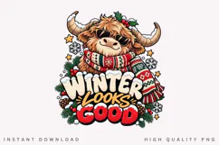 Winter Looks Good Highland Cow Christmas Holiday Seasonal Product Image 1