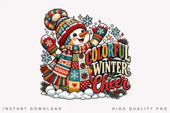 Colorful Winter Cheer Cute Snowman Christmas Holiday PNG Product Image 2