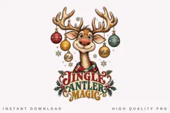 Jingle Antler Magic PNG Sublimation Design, Funny Christmas Product Image 1